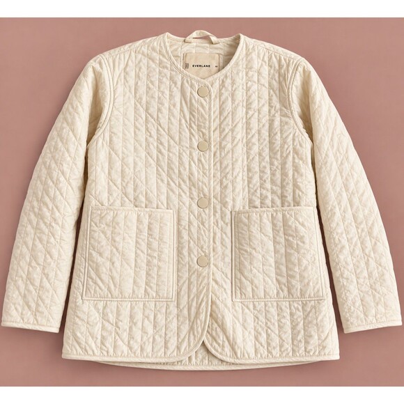 Everlane Jackets & Blazers - Everlane Ivory Cream Quilted Jacket XS Minimalist Button Front Coat